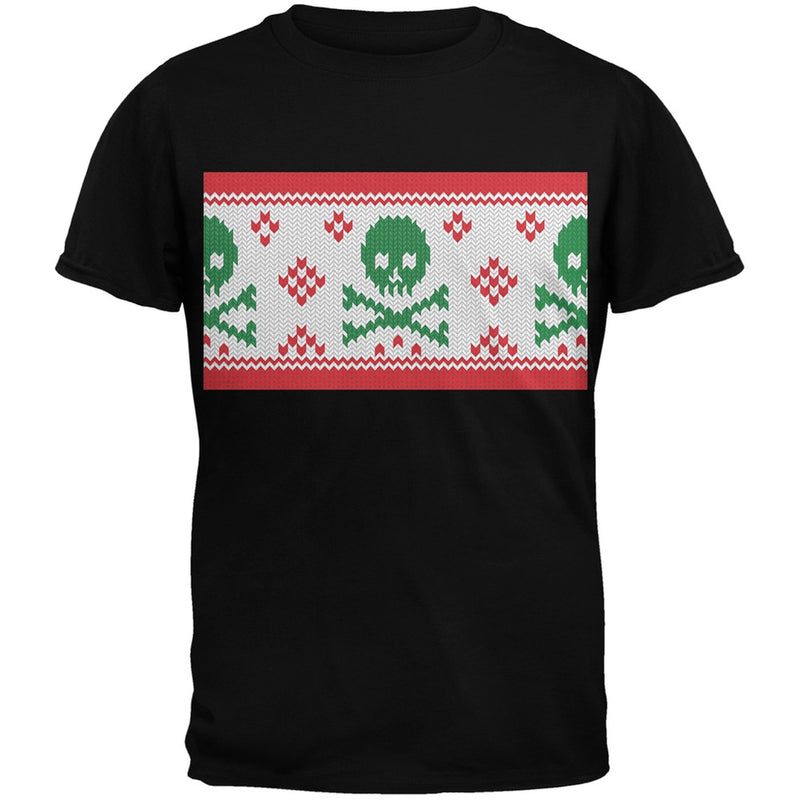 Knit Skull And Crossbones Ugly Christmas Sweater Black Youth T-Shirt Youth T-Shirts Old Glory