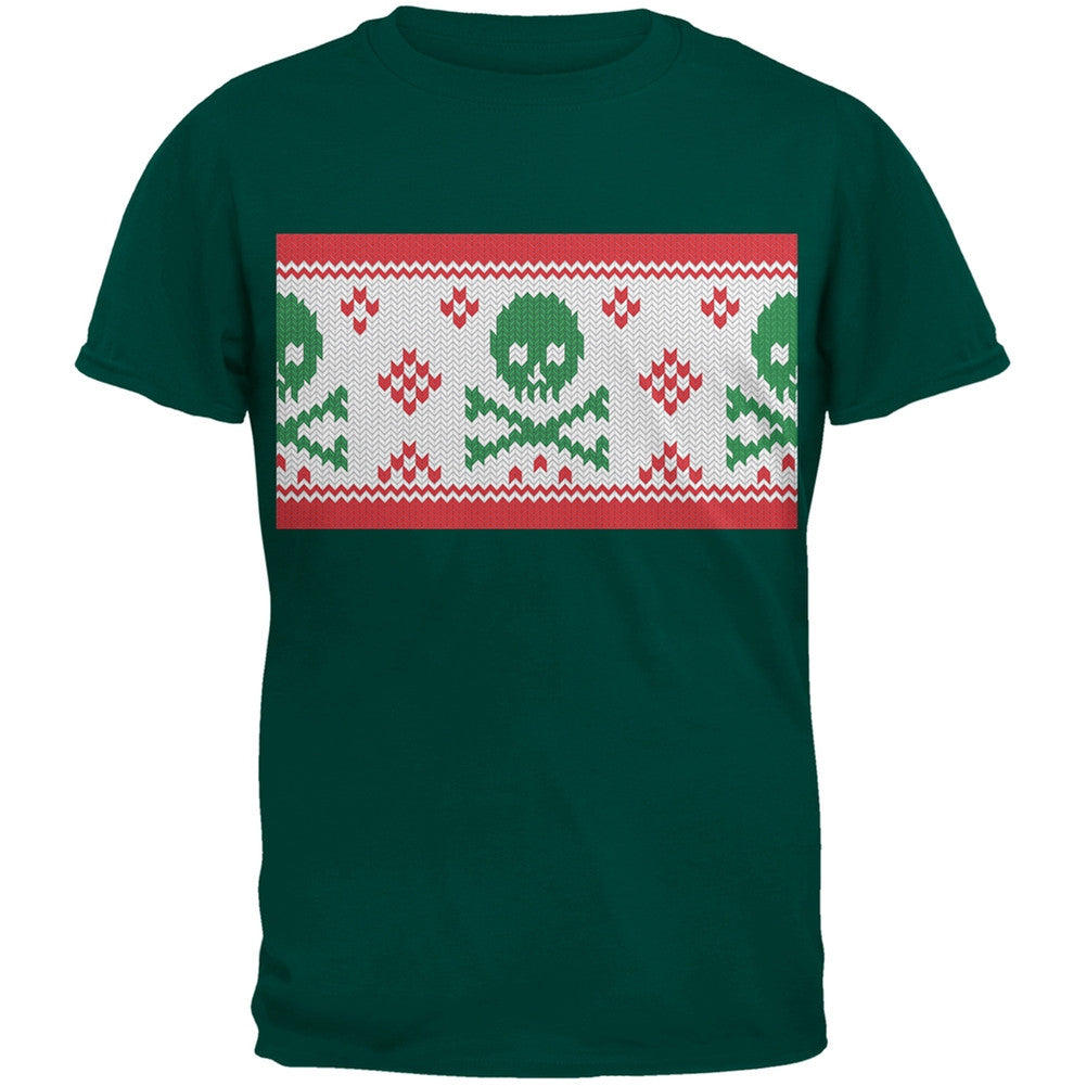Knit Skull And Crossbones Ugly Christmas Sweater Black Youth T-Shirt Youth T-Shirts Old Glory