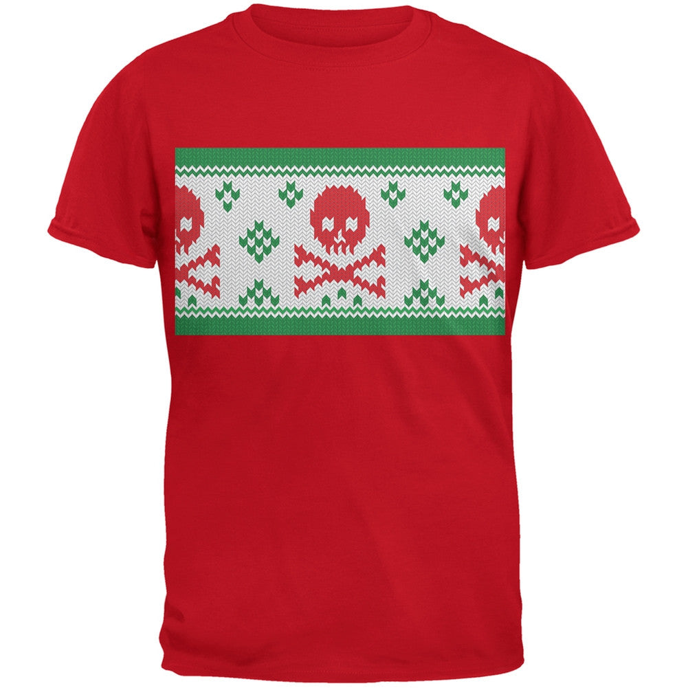 Knit Skull And Crossbones Ugly Christmas Sweater Black Youth T-Shirt Youth T-Shirts Old Glory