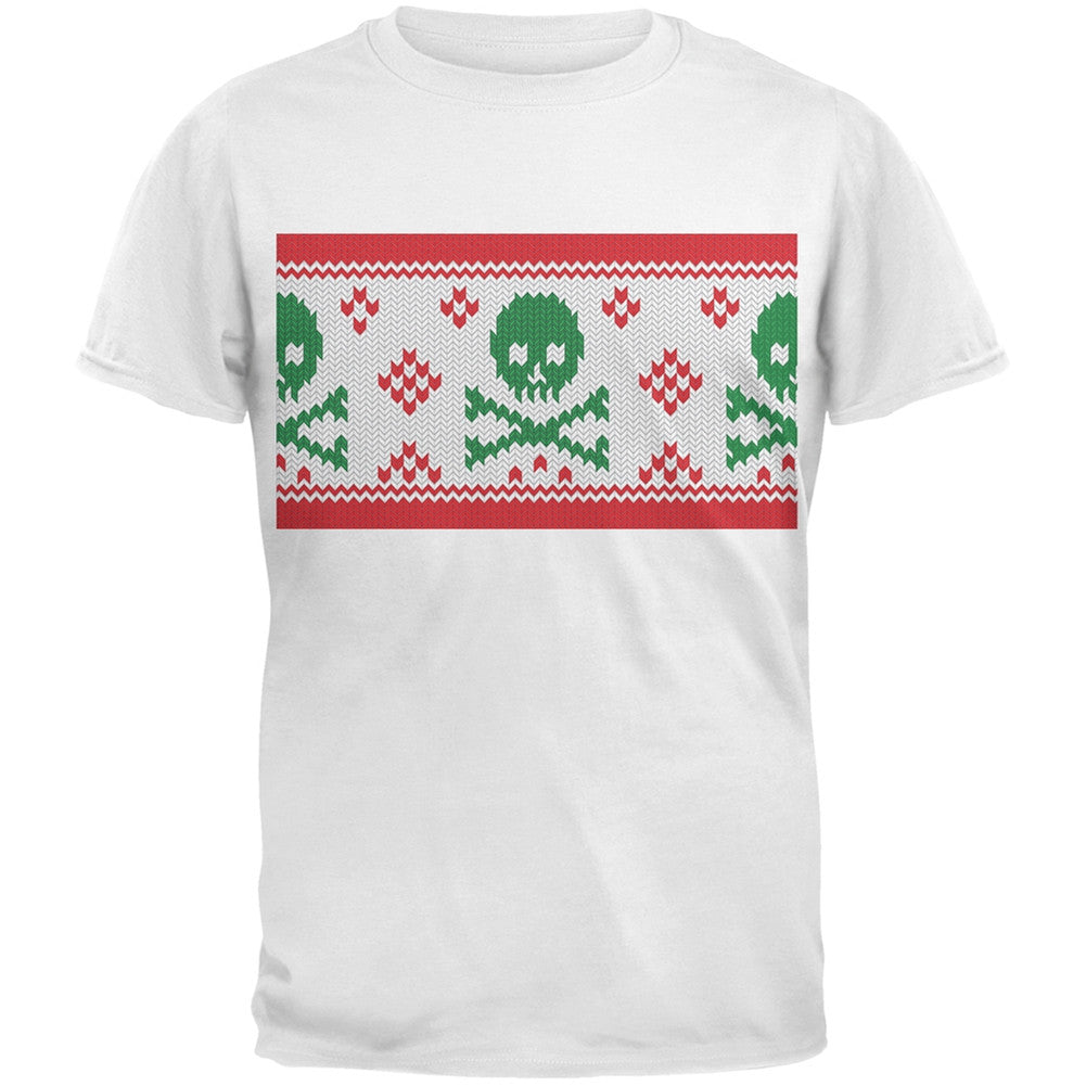 Knit Skull And Crossbones Ugly Christmas Sweater Black Youth T-Shirt Youth T-Shirts Old Glory
