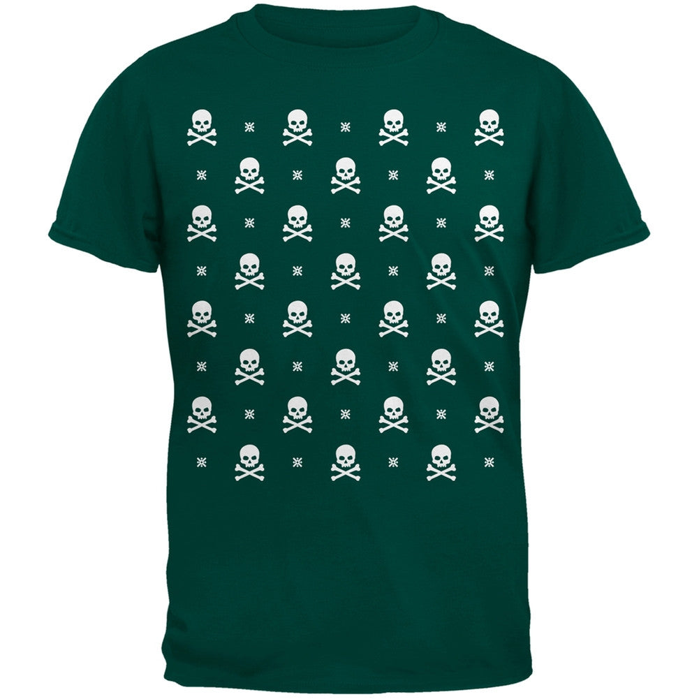 Skull And Crossbones Snowy Ugly Christmas Sweater Black Youth T-Shirt Youth T-Shirts Old Glory