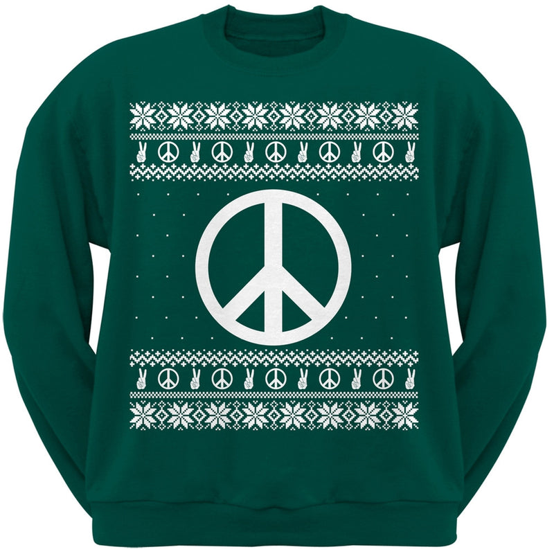 Peace Sign Ugly Christmas Sweater Black Adult Crew Neck Sweatshirt Men's Sweatshirts Old Glory