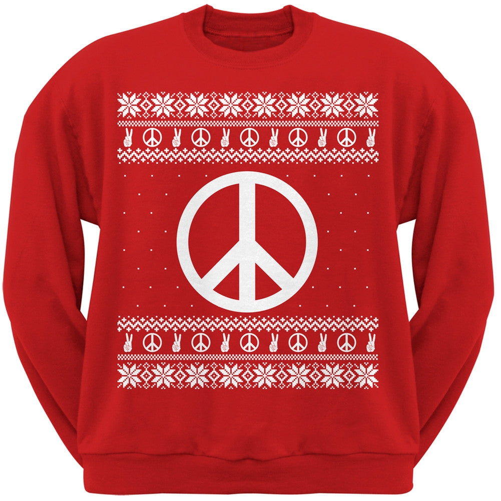 Peace Sign Ugly Christmas Sweater Black Adult Crew Neck Sweatshirt Men's Sweatshirts Old Glory