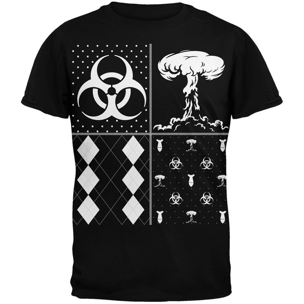 Biohazard Festive Blocks Ugly Christmas Sweater Black Adult T-Shirt Men's T-Shirts Old Glory 2XL Black