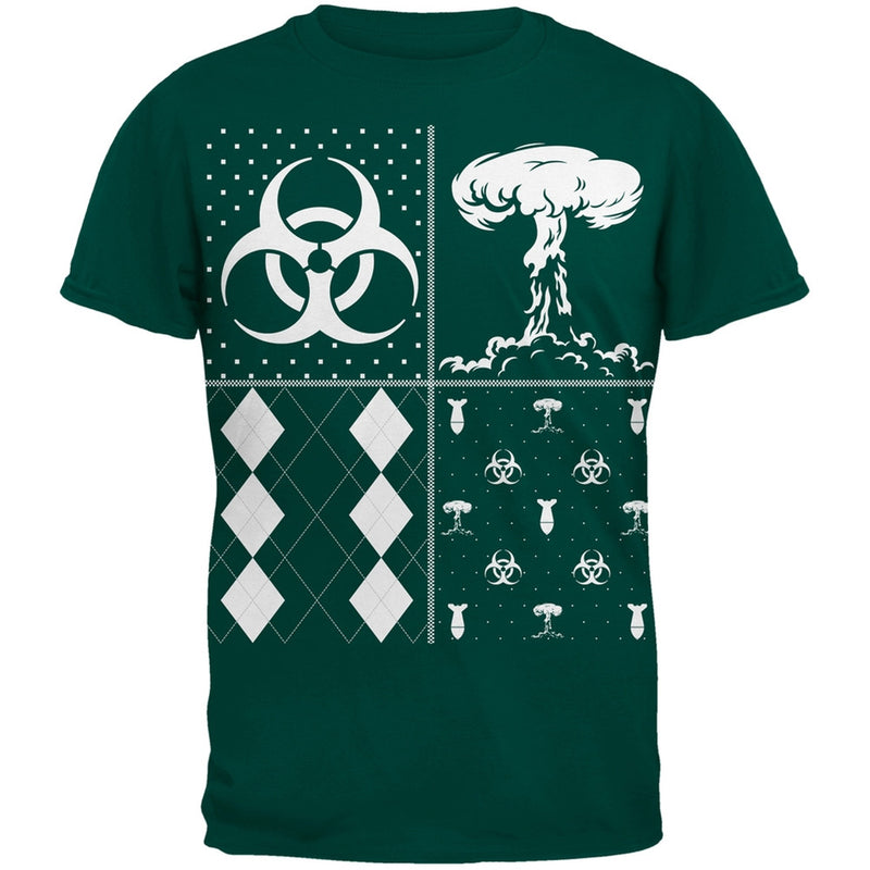Biohazard Festive Blocks Ugly Christmas Sweater Black Adult T-Shirt Men's T-Shirts Old Glory 2XL Dark Green