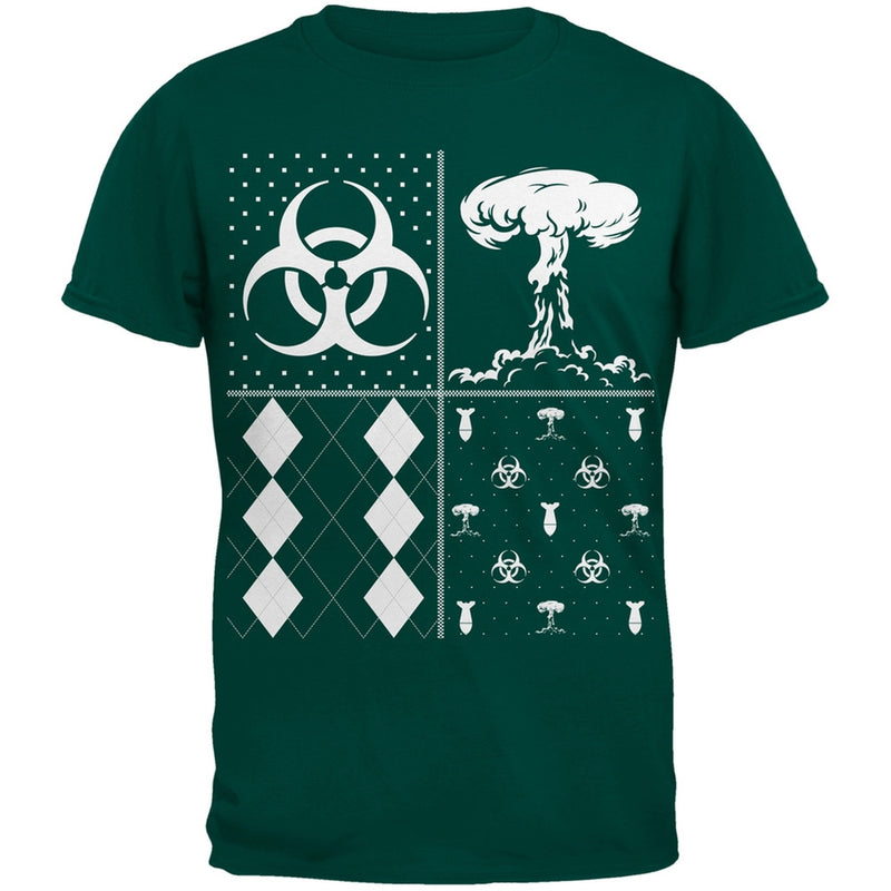 Biohazard Festive Blocks Ugly Christmas Sweater Black Youth T-Shirt Youth T-Shirts Old Glory LG Dark Green