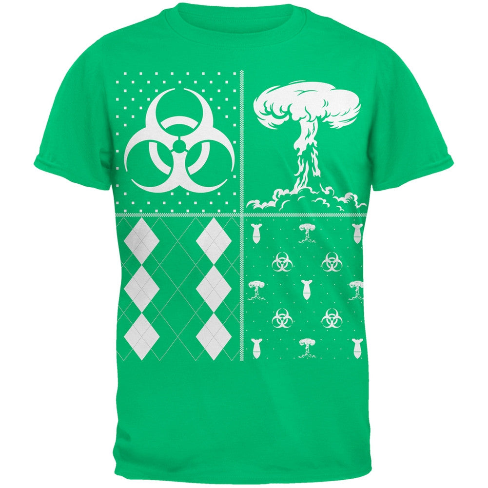 Biohazard Festive Blocks Ugly Christmas Sweater Black Adult T-Shirt Men's T-Shirts Old Glory 2XL Green