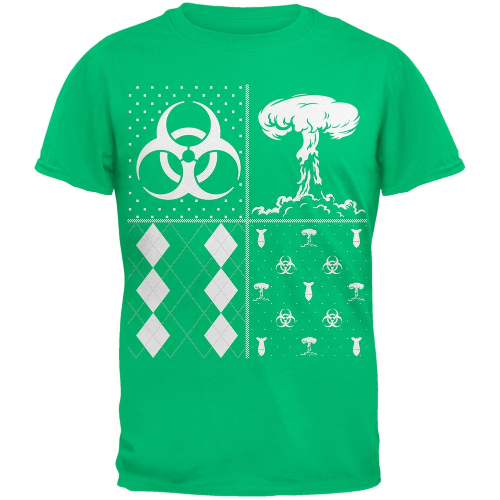 Biohazard Festive Blocks Ugly Christmas Sweater Black Youth T-Shirt Youth T-Shirts Old Glory LG Green