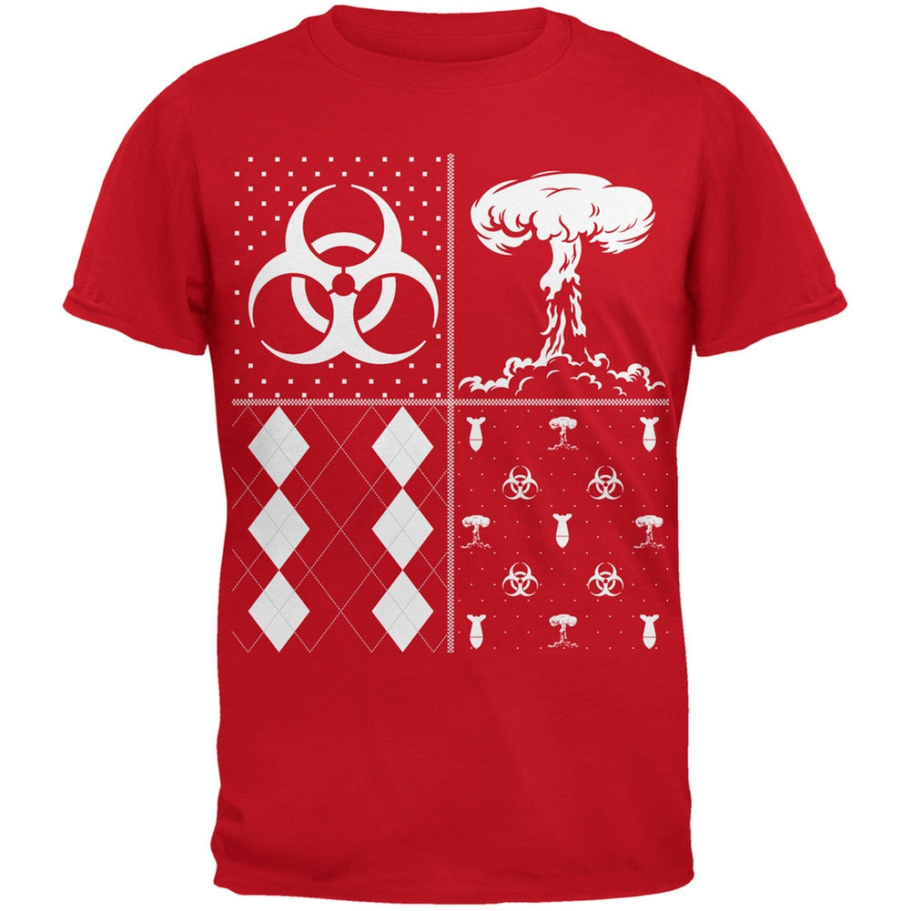 Biohazard Festive Blocks Ugly Christmas Sweater Black Youth T-Shirt Youth T-Shirts Old Glory LG Red
