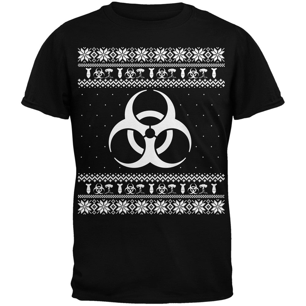 Biohazard Symbol Ugly Christmas Sweater Black Youth T-Shirt Youth T-Shirts Old Glory LG Black
