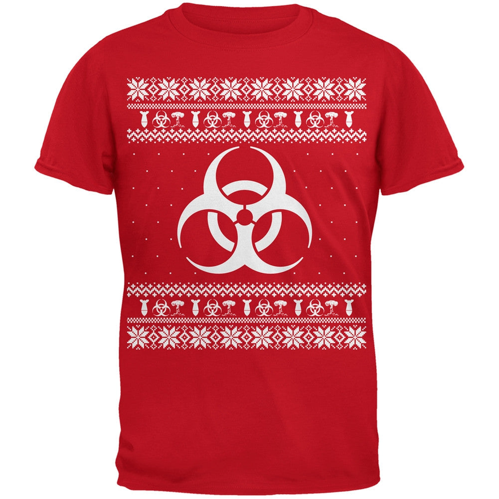 Biohazard Symbol Ugly Christmas Sweater Black Youth T-Shirt Youth T-Shirts Old Glory LG Red