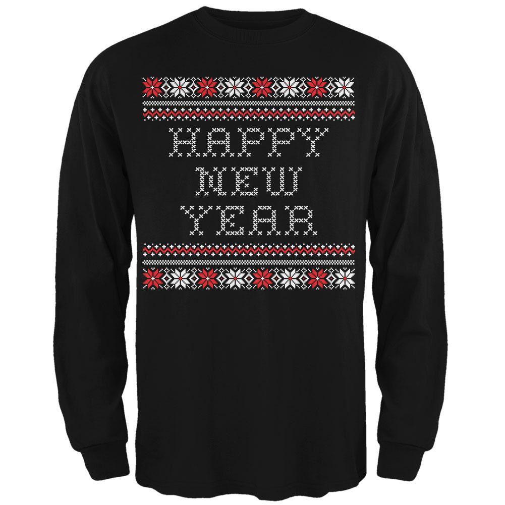 Happy New Year Ugly Christmas Sweater Adult Long Sleeve T-Shirt Men's Long Sleeves Old Glory