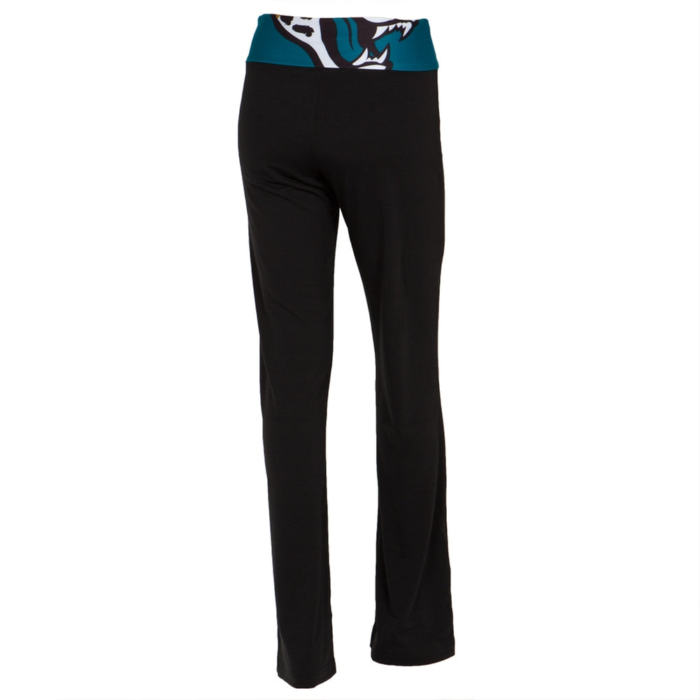 Jacksonville Jaguars - Flip Down Waistband Logo Juniors Yoga Pants Women's Yoga Pants Jacksonville Jaguars