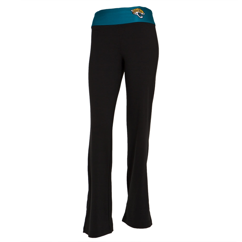 Jacksonville Jaguars - Flip Down Waistband Logo Juniors Yoga Pants Women's Yoga Pants Jacksonville Jaguars SM Black