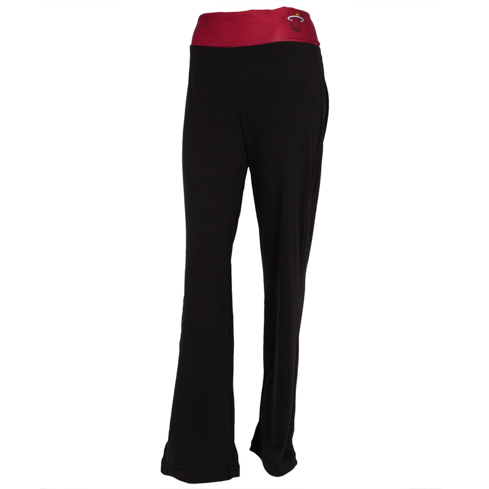 Miami Heat - Flip Down Waistband Logo Juniors Yoga Pants Women's Yoga Pants Miami Heat LG Black