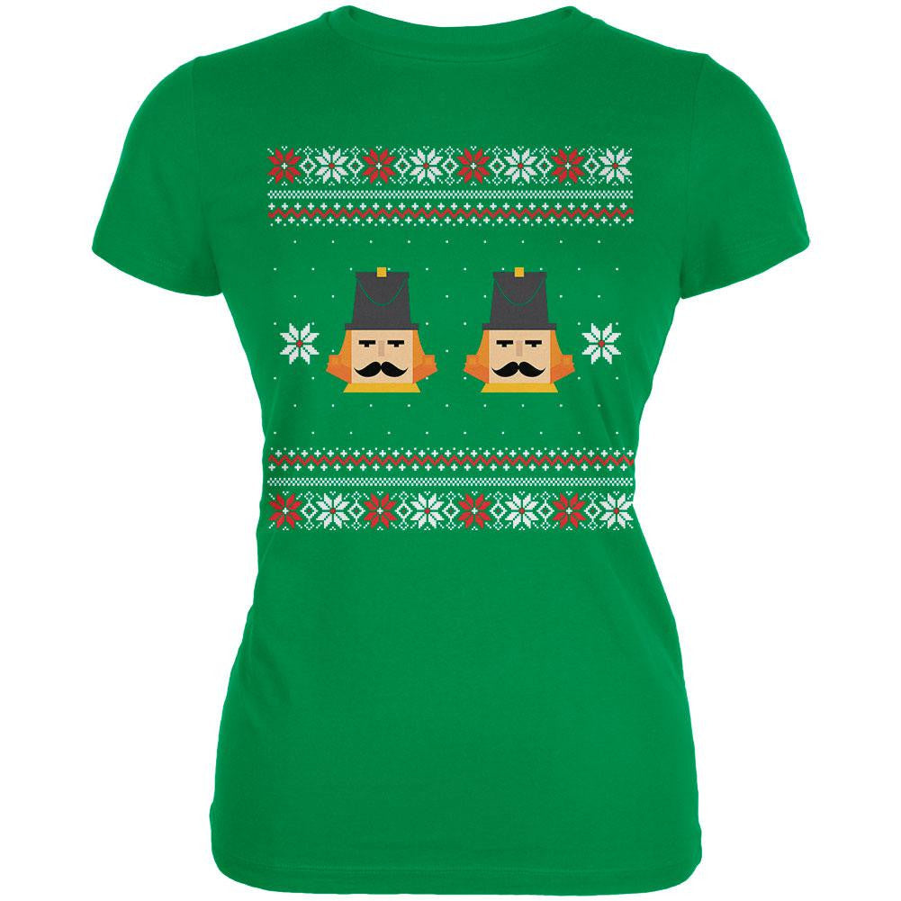 Nutcracker Ugly Christmas Sweater Black Juniors T-Shirt Juniors T-Shirts Old Glory