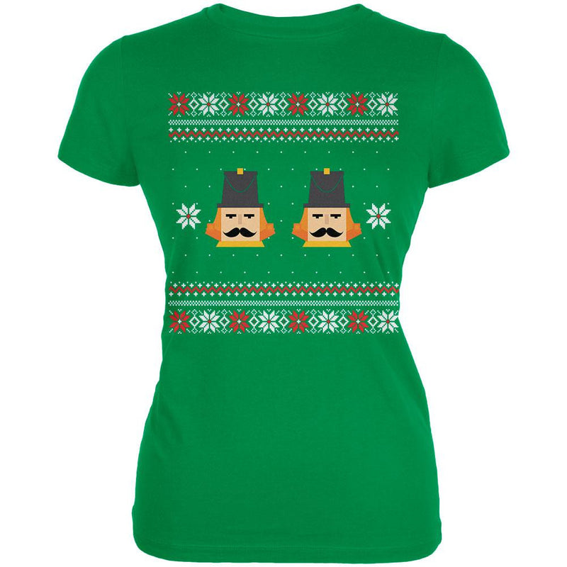 Nutcracker Ugly Christmas Sweater Black Juniors T-Shirt Juniors T-Shirts Old Glory