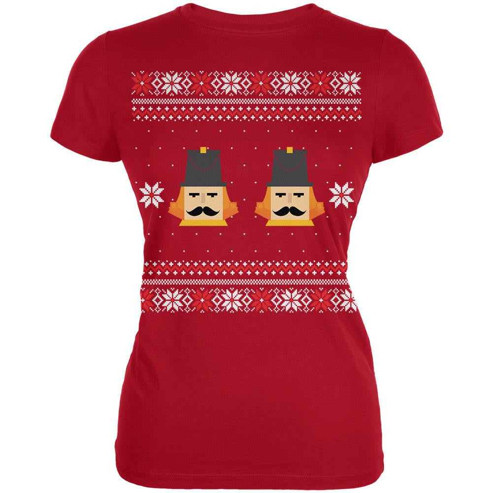 Nutcracker Ugly Christmas Sweater Black Juniors T-Shirt Juniors T-Shirts Old Glory