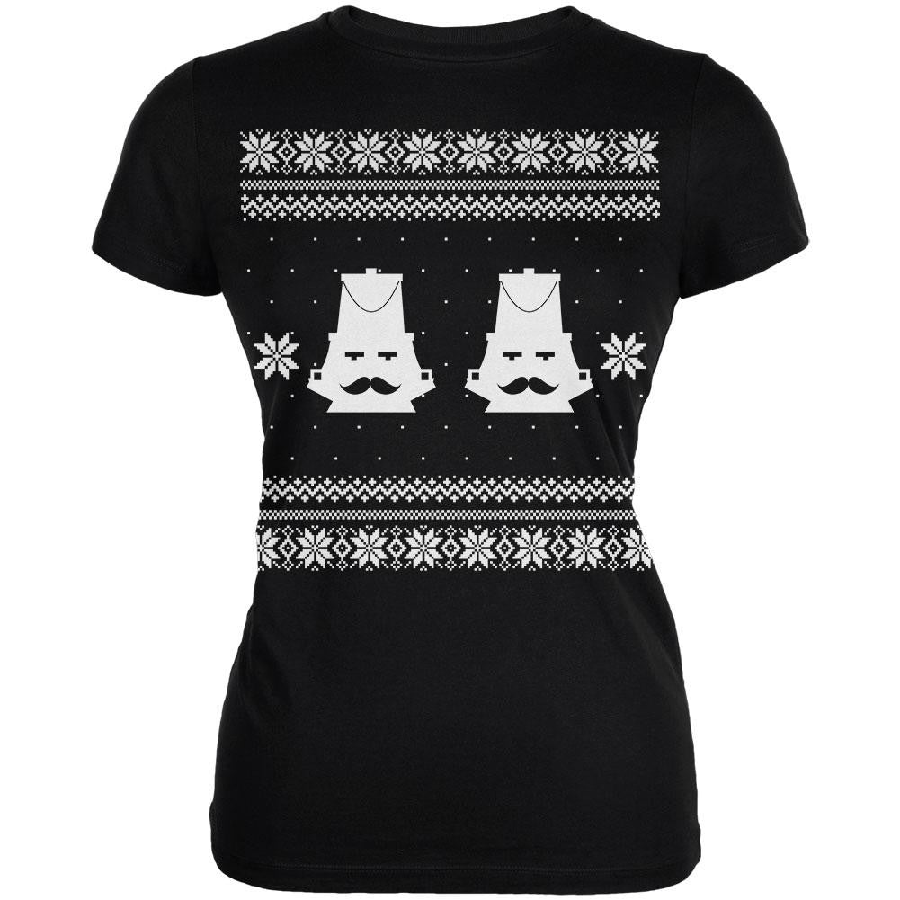 Nutcracker Ugly Christmas Sweater Black Juniors T-Shirt Juniors T-Shirts Old Glory