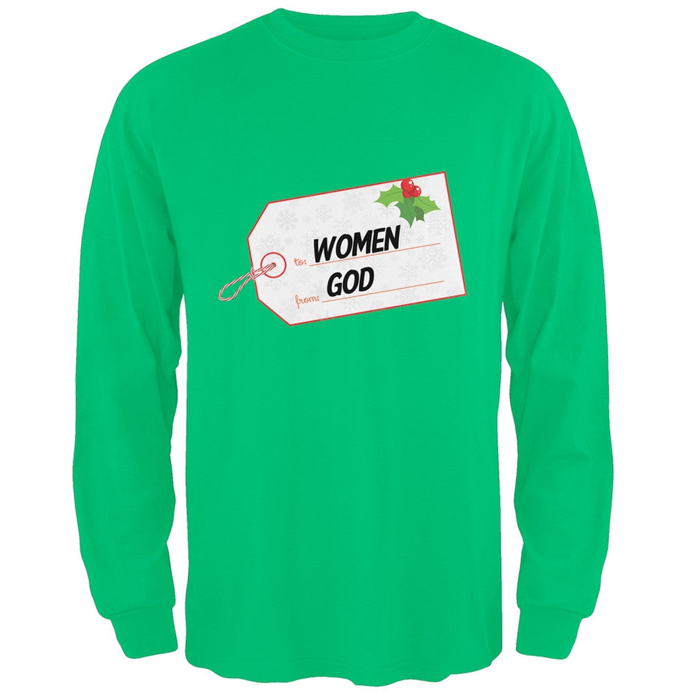 To Women From God Christmas Tag Heather Grey Adult Long Sleeve T-Shirt Men's Long Sleeves Old Glory