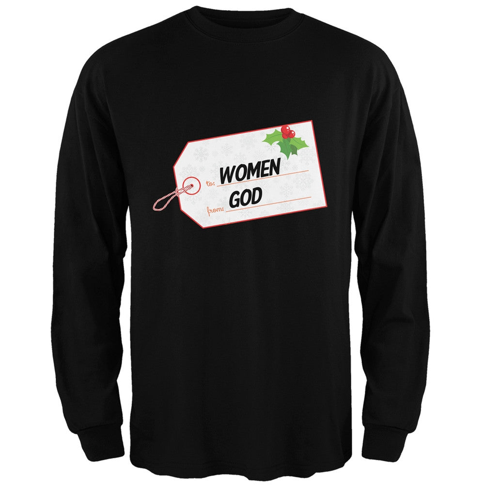 To Women From God Christmas Tag Heather Grey Adult Long Sleeve T-Shirt Men's Long Sleeves Old Glory