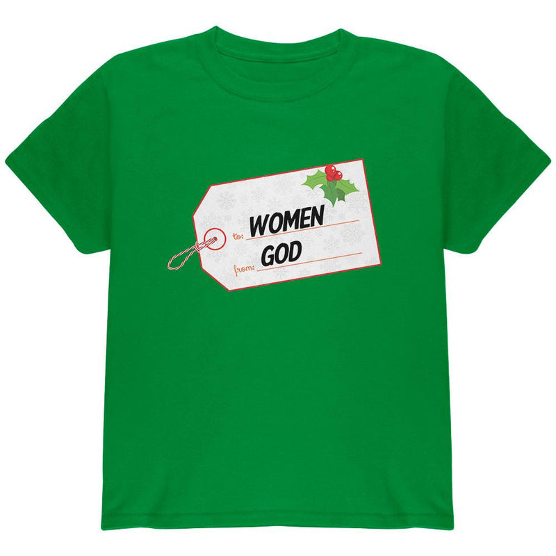 To Women From God Christmas Tag Black Youth T-Shirt Youth T-Shirts Old Glory