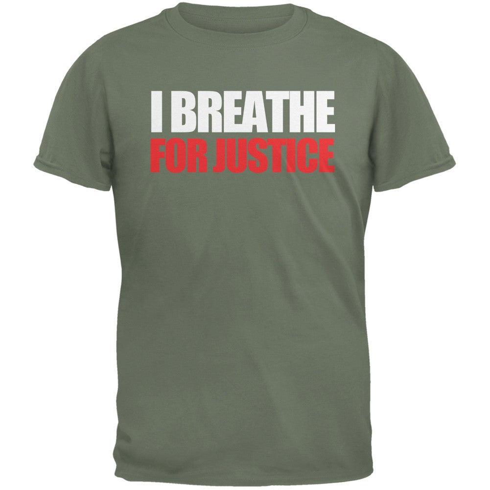 I Breathe For Justice Military Green Adult Green T-Shirt Men's T-Shirts Old Glory