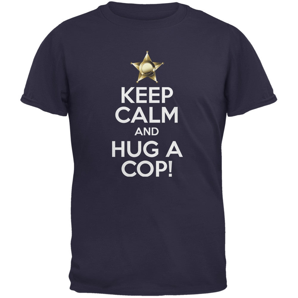 Keep Calm and Hug a Cop Blue Adult T-Shirt Men's T-Shirts Old Glory