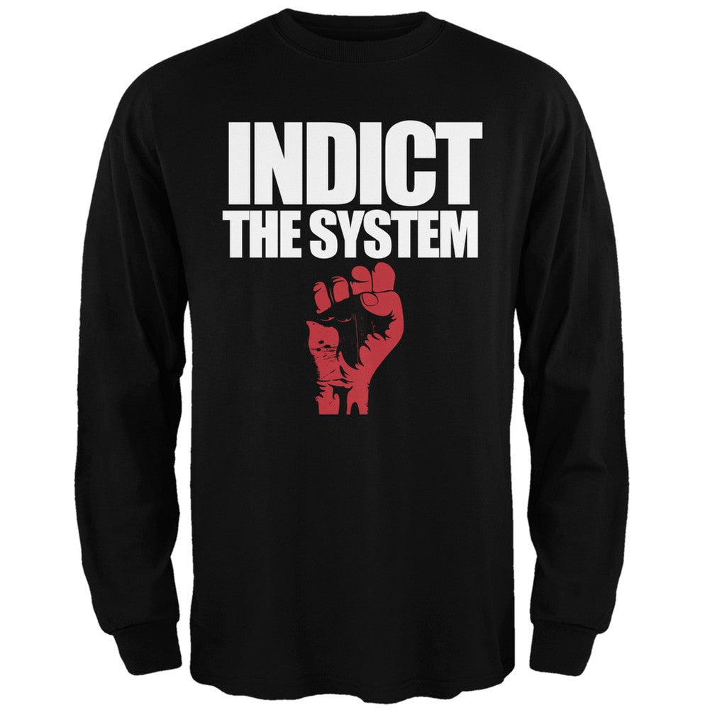 Indict the System Black Adult Long Sleeve T-Shirt Men's Long Sleeves Old Glory