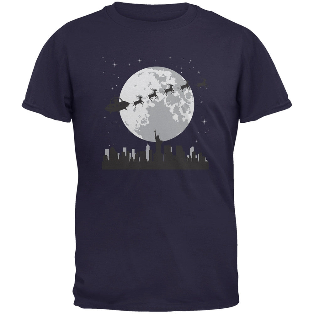 Alien Santa Sleigh Dark Green Youth T-Shirt Youth T-Shirts Old Glory LG Dark Blue