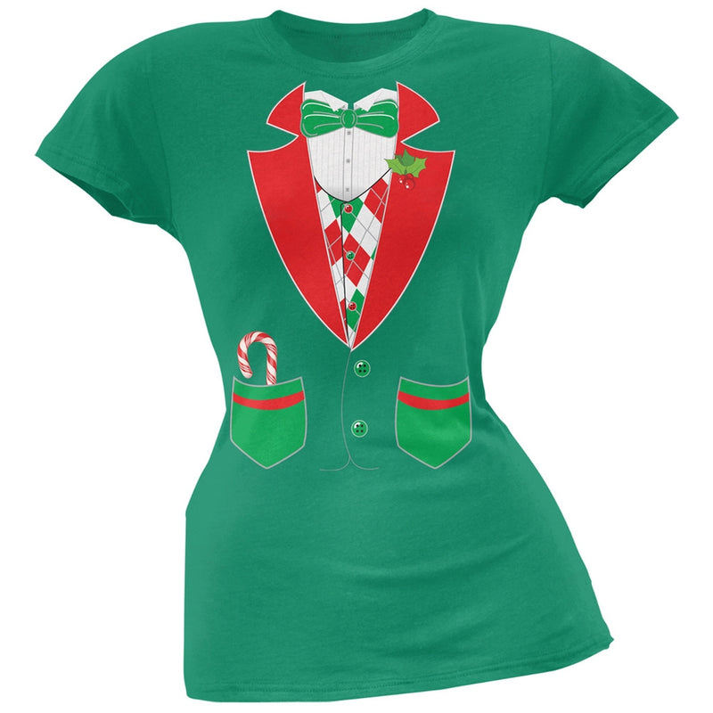 Christmas Tuxedo Costume Black Soft Juniors T-Shirt Juniors T-Shirts Old Glory