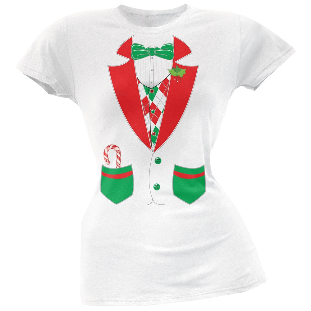 Christmas Tuxedo Costume Black Soft Juniors T-Shirt Juniors T-Shirts Old Glory