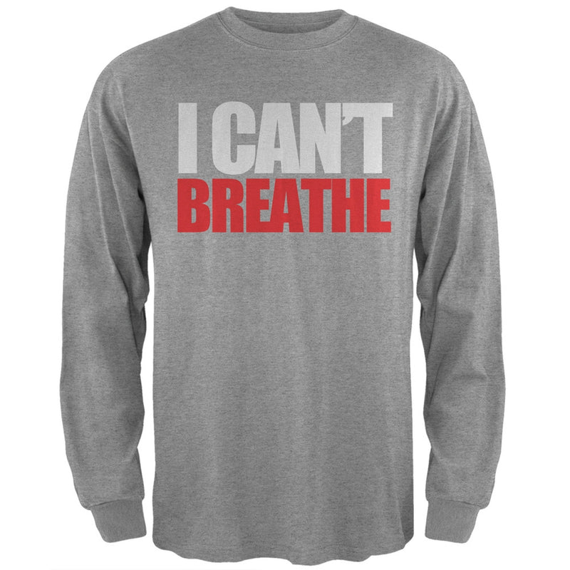 I Can't Breathe Black Adult Long Sleeve T-Shirt Men's Long Sleeves Old Glory SM Grey