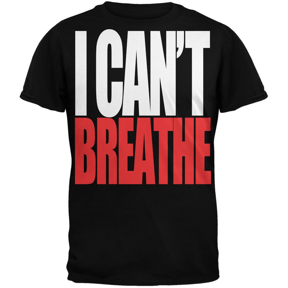 I Can't Breathe Bold Military Green Adult T-Shirt Men's T-Shirts Old Glory SM Black