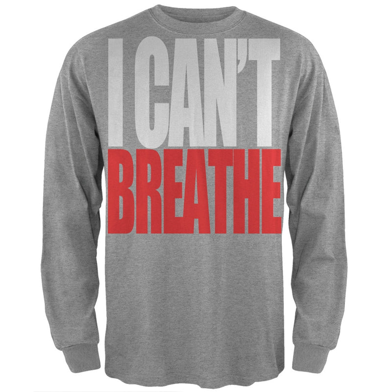 I Can't Breathe Bold Black Adult Long Sleeve T-Shirt Men's Long Sleeves Old Glory SM Grey