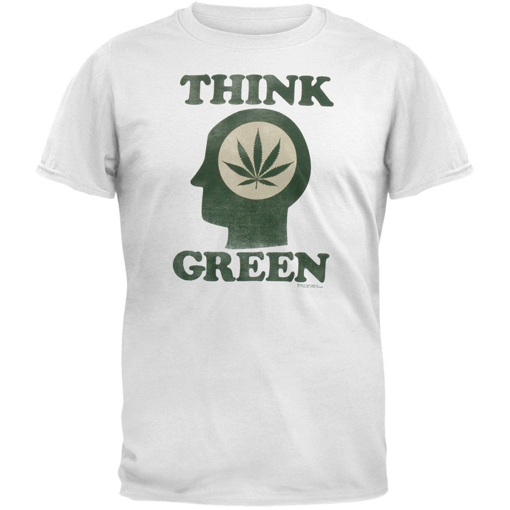 Think Green Adult T-Shirt Men's T-Shirts Old Glory 2XL White