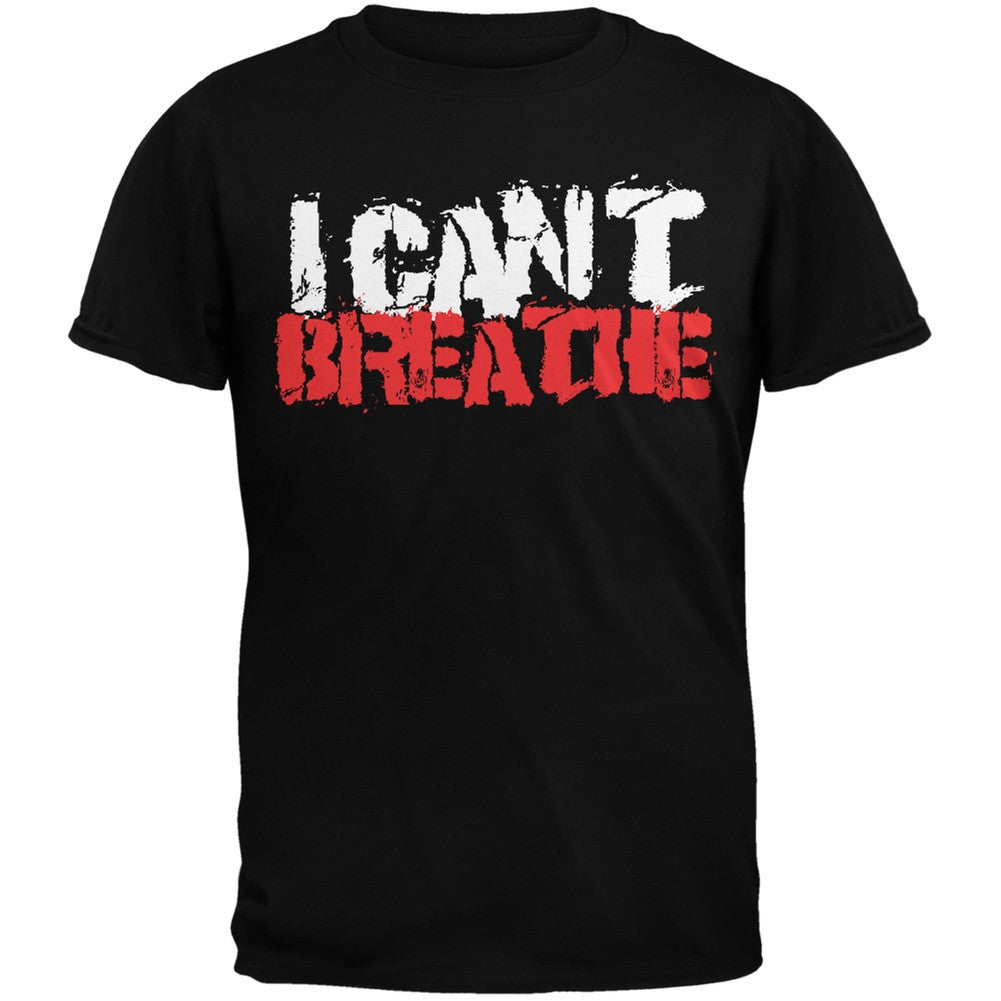 I Can't Breathe Grunge Military Green Adult T-Shirt Men's T-Shirts Old Glory SM Black