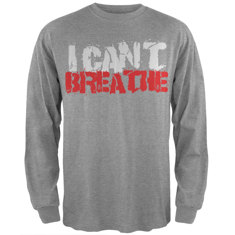 I Can't Breathe Grunge Black Adult Long Sleeve T-Shirt Men's Long Sleeves Old Glory SM Grey