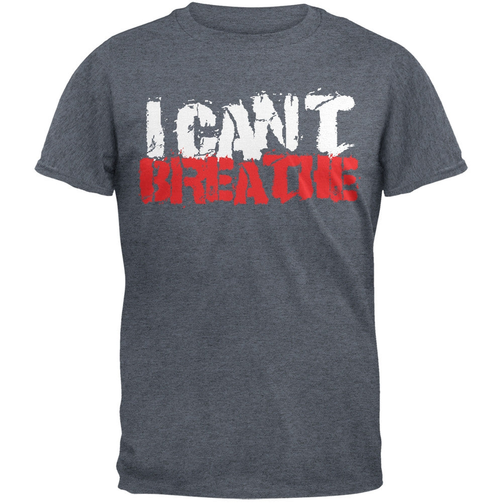 I Can't Breathe Grunge Military Green Adult T-Shirt Men's T-Shirts Old Glory SM Grey