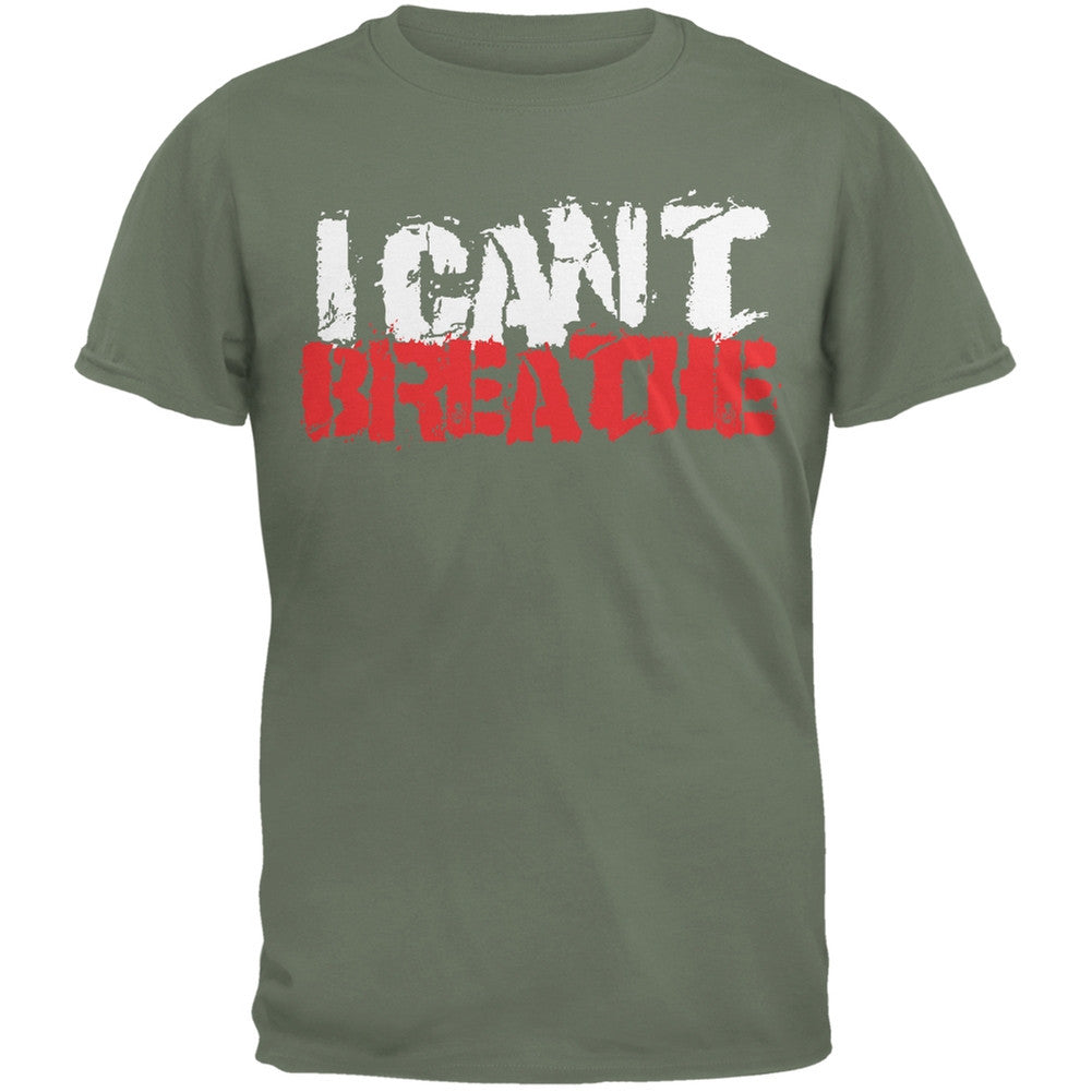 I Can't Breathe Grunge Military Green Adult T-Shirt Men's T-Shirts Old Glory SM Green