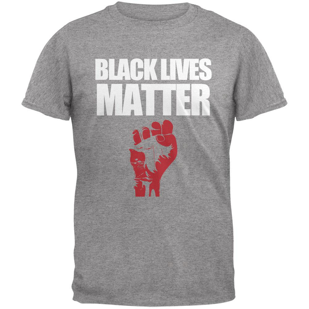 Black Lives Matter Military Green Adult T-Shirt Men's T-Shirts Old Glory SM Grey
