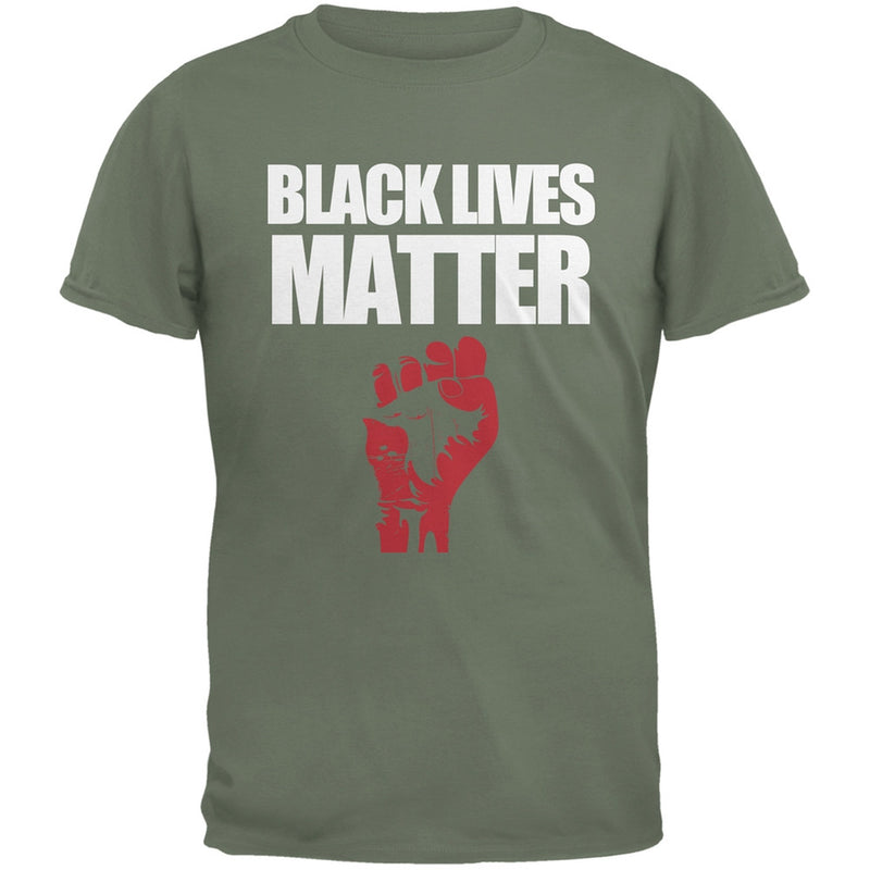 Black Lives Matter Military Green Adult T-Shirt Men's T-Shirts Old Glory SM Olive