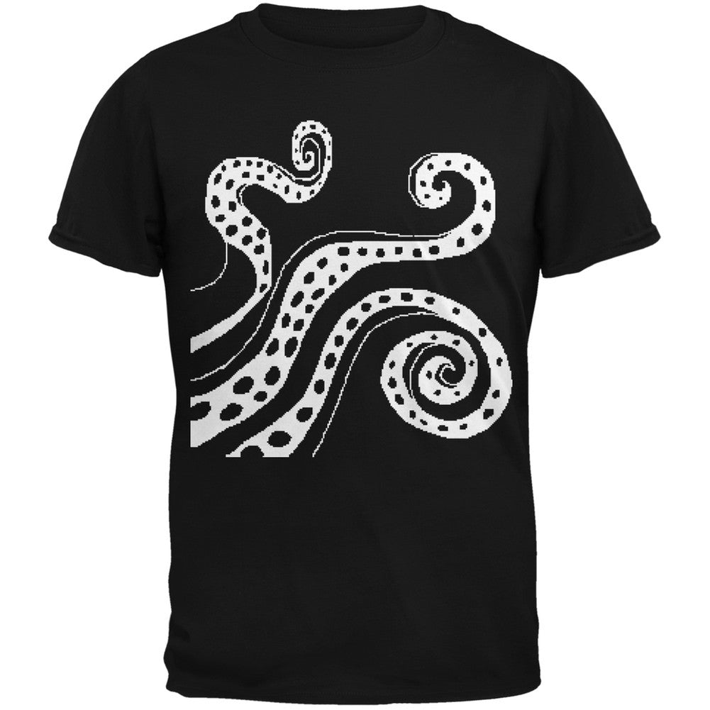 8-Bit Tentacles Black Adult T-Shirt Men's T-Shirts Old Glory SM Black