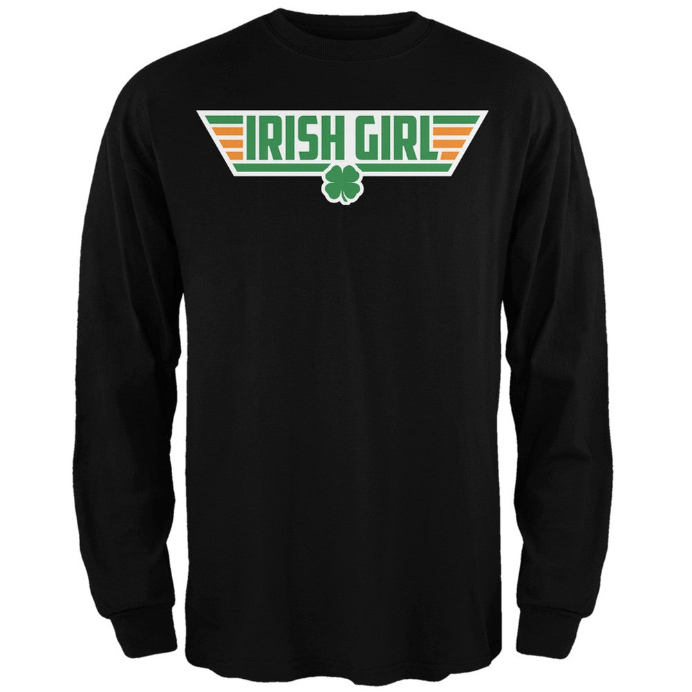 Irish Girl Wing Man Black Adult Long Sleeve T-Shirt Men's Long Sleeves Old Glory