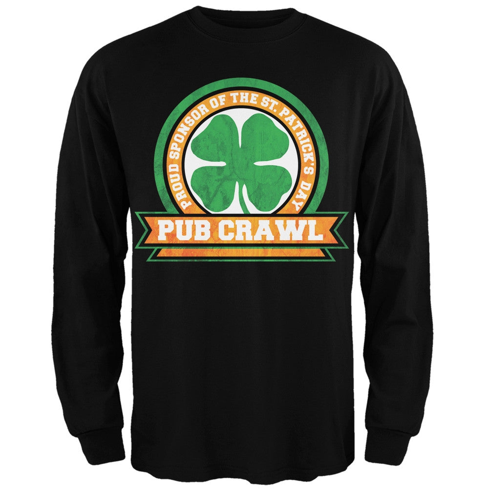 St. Patricks Day - Pub Crawl Adult Black Adult Long Sleeve T-Shirt Men's Long Sleeves Old Glory