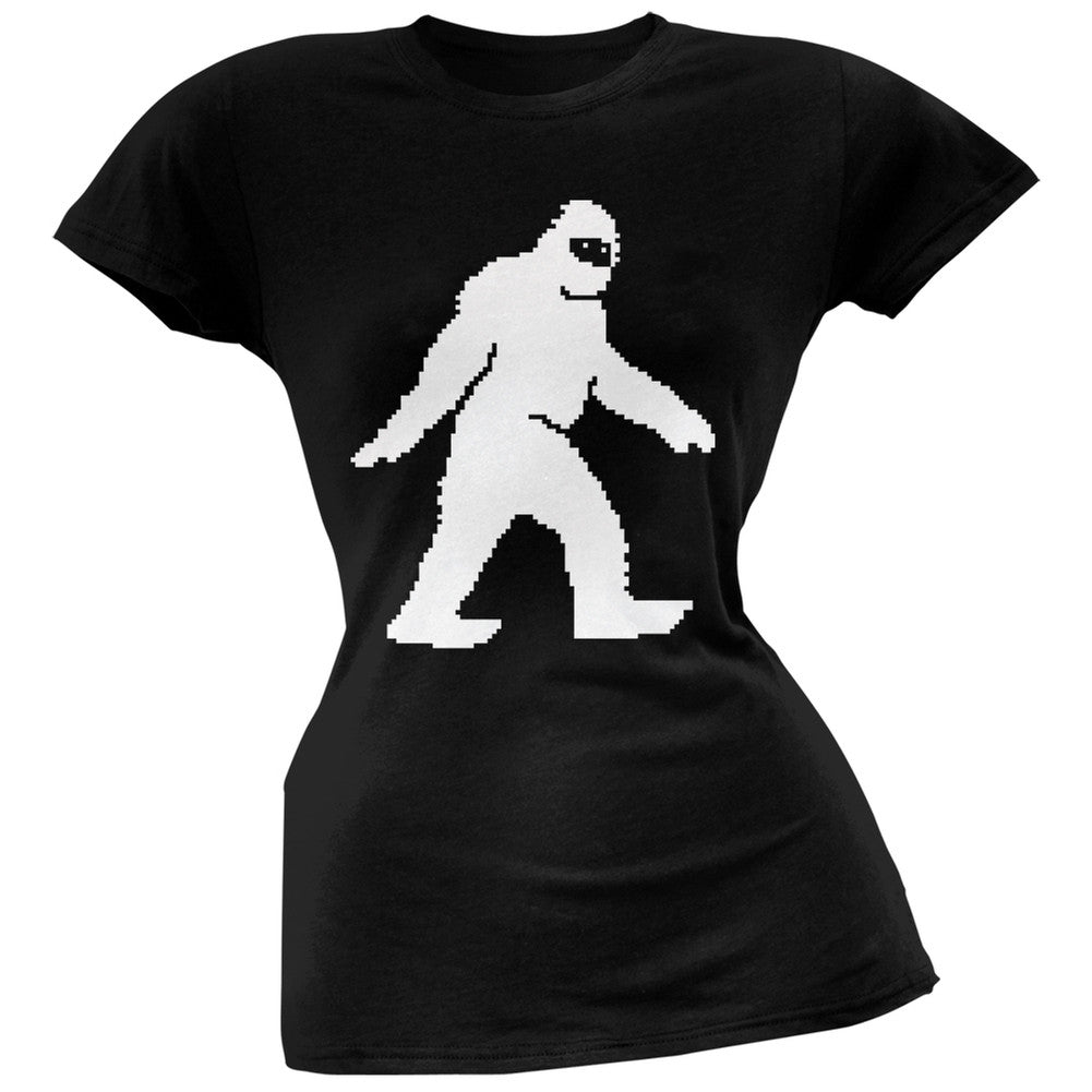 8-Bit Sasquatch Black Soft Juniors T-Shirt Juniors T-Shirts Old Glory