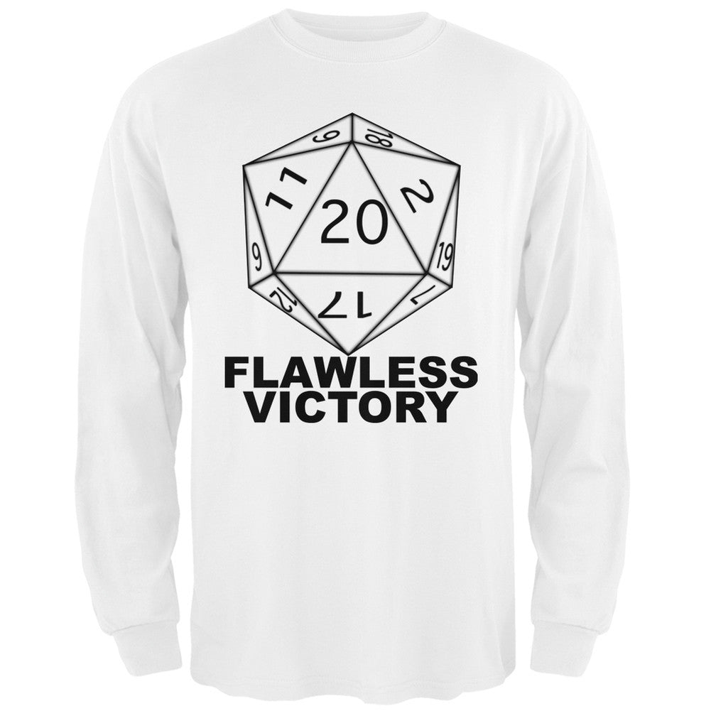 Flawless Victory D20 Role Playing Game Grey Adult Long Sleeve T-Shirt Men's Long Sleeves Old Glory SM White