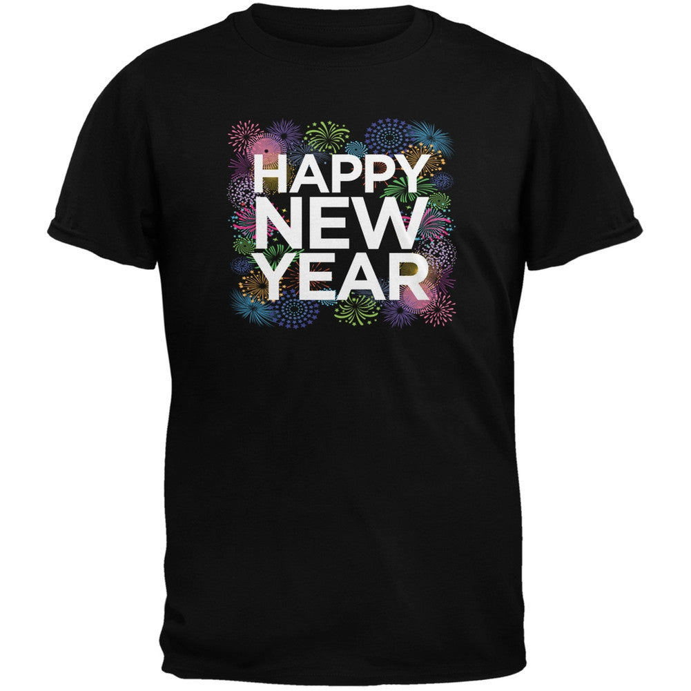 Happy New Year Fireworks Black Youth T-Shirt Youth T-Shirts Old Glory