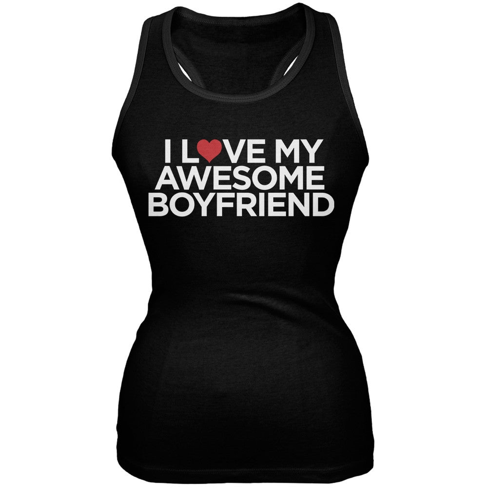 Valentine's Day - I Love My Awesome Boyfriend Black Juniors Tank Top Juniors Tank Tops Old Glory 2XL Black