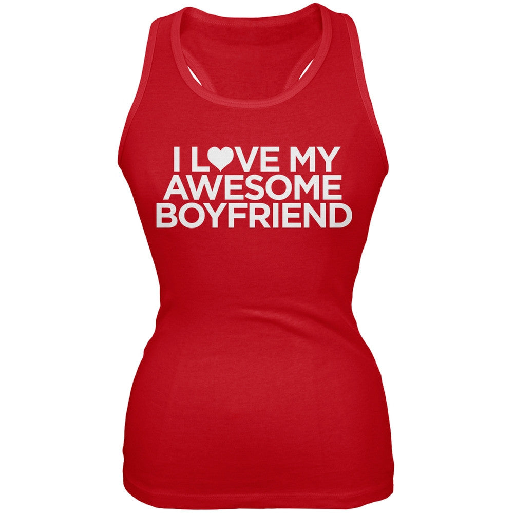 I Love My Awesome Boyfriend Red Juniors Tank Top Juniors Tank Tops Old Glory 2XL Red